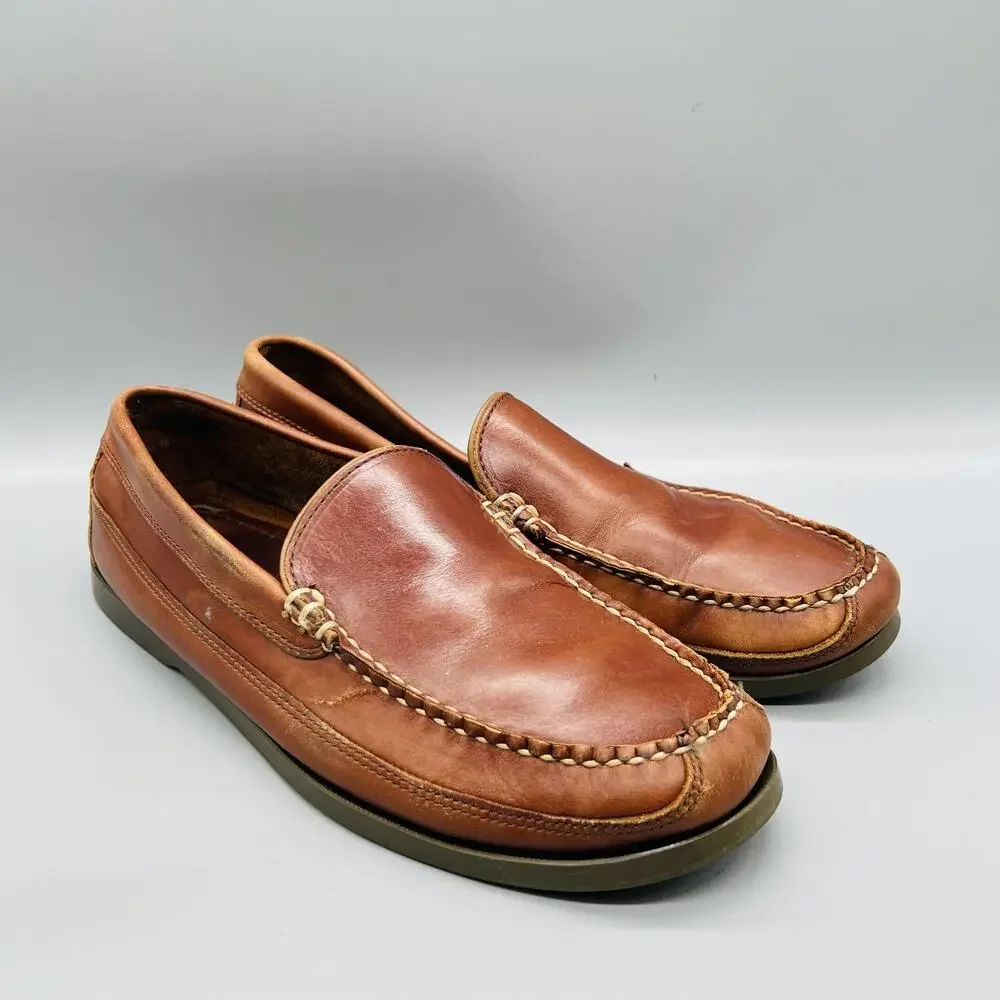LL Bean Shoes Men 12 Brown Leather Moccasin Loafer Flats Slip On Comfort Classic